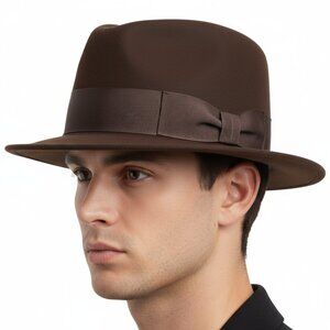 Vintage Bond Royal Quality Fedora Hat Dark Brown Felt Size 6 7/8 Classic